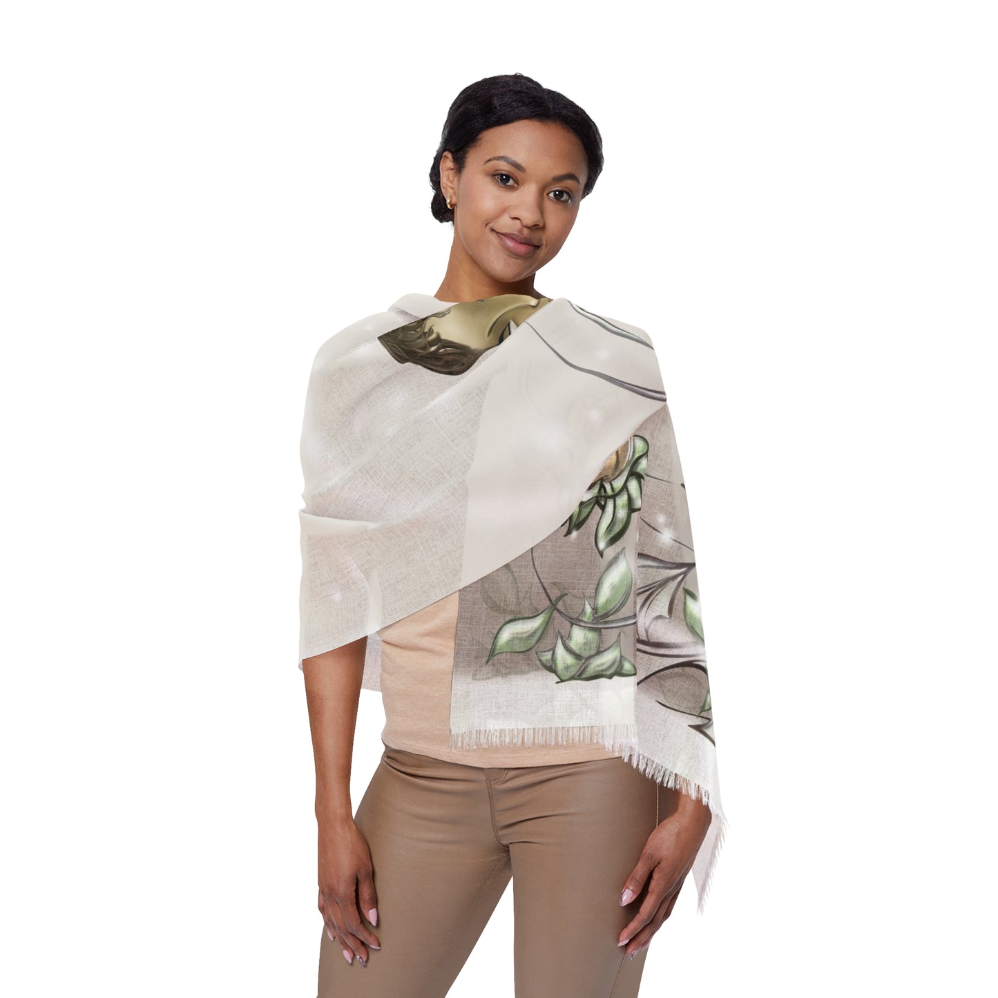 (053.4) Feathered Scarf featuring "Winter Comes"